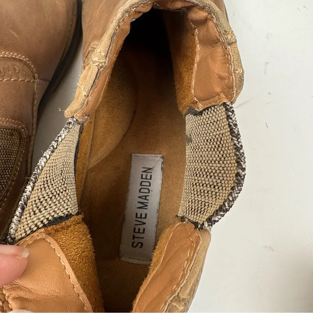 Steve Madden Paxton Men's Brown Leather Chelsea Boots Size 8 Burnished Toe